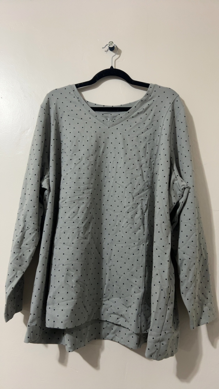 d&co. Grey & Black Polka Dot Active Long Sleeve Top 3X